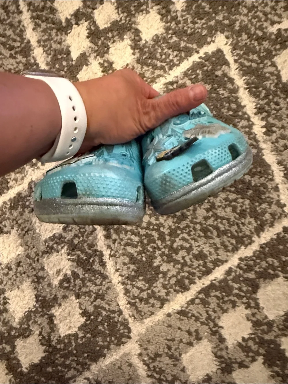 CROCS Kids' Light Blue Frozen Slip-On Clogs with Charm Accents